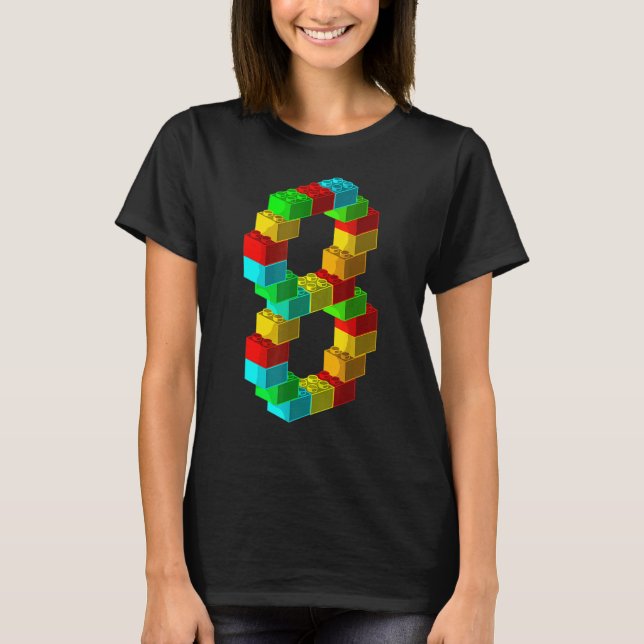 Camiseta Bloco Bonito Edifício 8º Aniversário Presente 8 An (Frente)