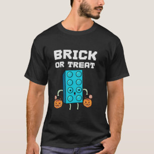 Camiseta Bloco Construindo Tijolo De Halloween Ou Tratar Cr
