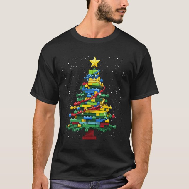Camiseta Bloco de Árvore de Natal Brick Building Xmas Maste (Frente)