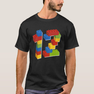 Camiseta Bloco de Blocos Bonitos 12 Aniversário de 12 Anos