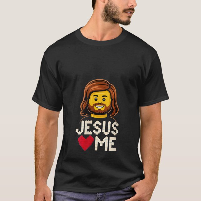 Camiseta Bloco de Construção Jesus Ama Eu Mulheres (Frente)