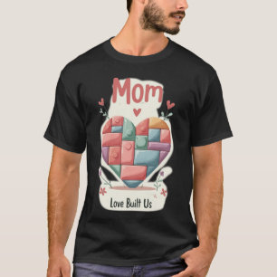 Camiseta Bloco de Construção Pastel Adorável Coração MÃE Am