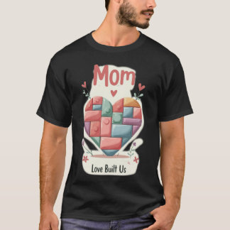 Camiseta Bloco de Construção Pastel Adorável Coração MÃE Am
