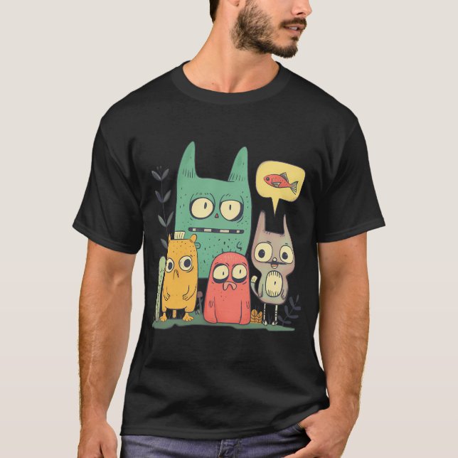 Camiseta Bloco de Cor Distorcido Pesca (Frente)