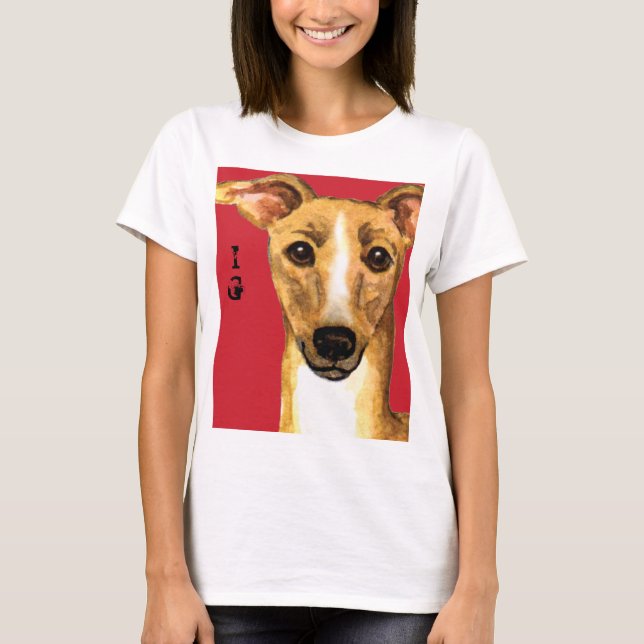 Camiseta Bloco de Cores de Greyhound Italiano (Frente)