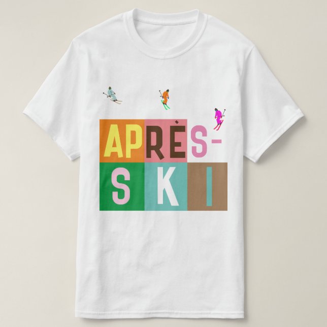 Camiseta Bloco de Cores do Retro Skiers de Après-ski (Frente do Design)