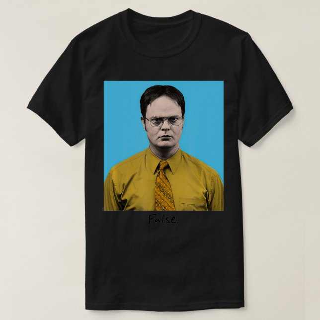 Camiseta Bloco de Cores Falsas do Office Dwight (Frente do Design)
