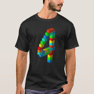 Camiseta Bloco de Cute Edifício 4º Aniversário 4 Anos Rapaz