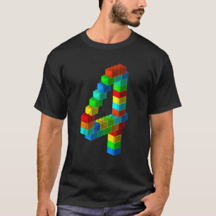 Camiseta Bloco de Cute Edifício 4º Aniversário 4 Anos Rapaz