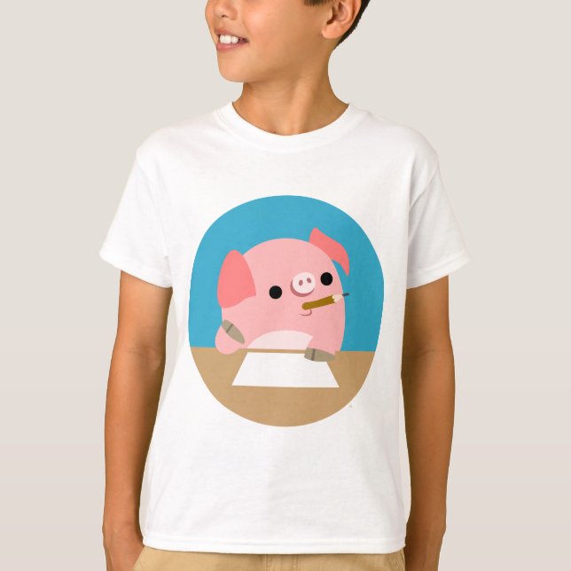 Camiseta Bloco de Escritores de Cartoon Bonito (Frente)