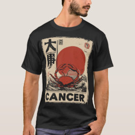 Camiseta Bloco de Madeira Japonês - Cancer Zodiac | Red Sun