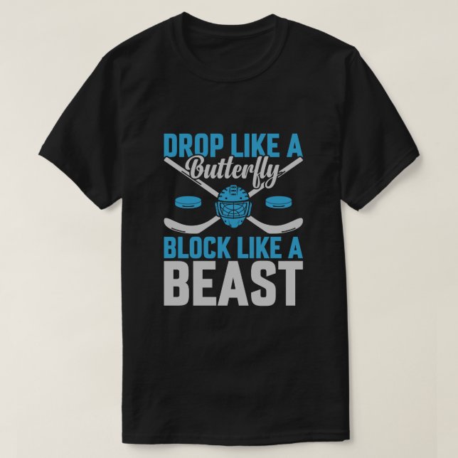 Camiseta Bloco de metas de hóquei como uma besta (Frente do Design)