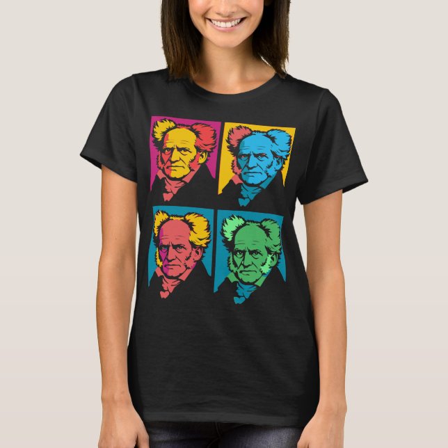 Camiseta Bloco de retrato pop art de Schopenhauer (Frente)