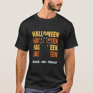Camiseta Bloco de Texto Halloween Trick Ou Tratar Silhueta