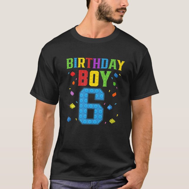 Camiseta Bloco Edifício De Blocos De 6 Bonito De Aniversári (Frente)