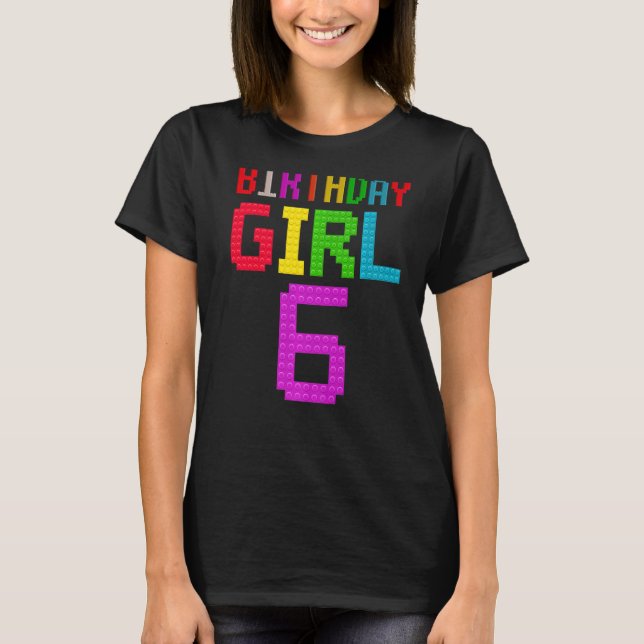 Camiseta Bloco Edifício De Blocos De 6 Bonito De Aniversári (Frente)