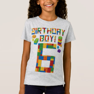 Camiseta Bloco Edifício De Blocos De 6 Bonito De Aniversári