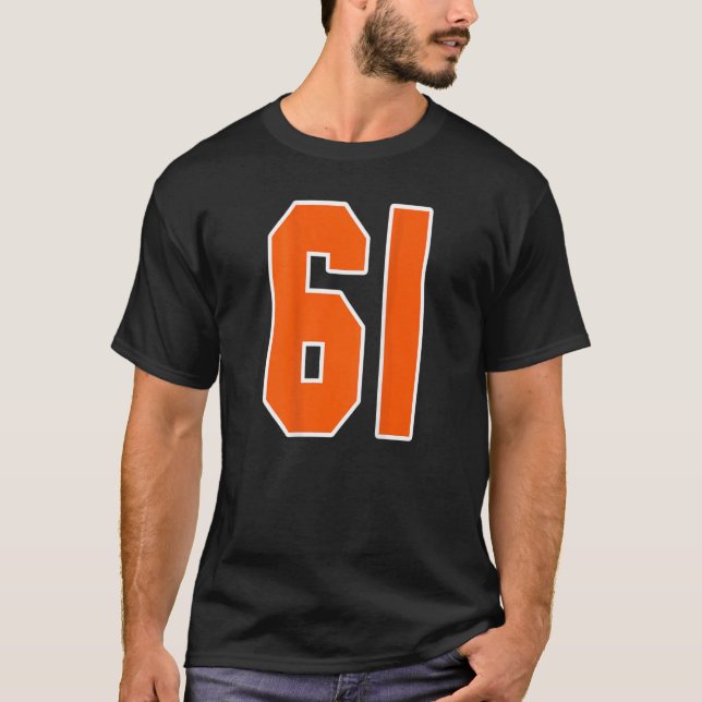 Camiseta Bloco Esportivo Laranja Impressão Número 61 Para E (Frente)