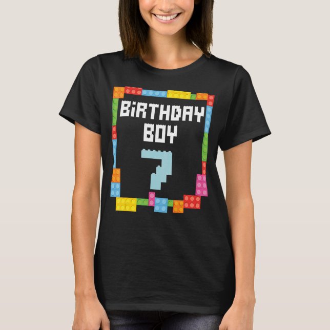 Camiseta bloco mestre construtor de 7 7 anos (Frente)