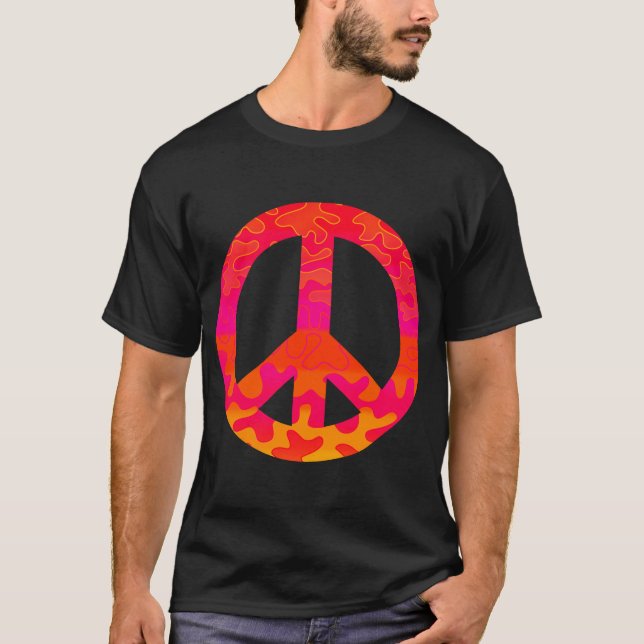 Camiseta Blocos cor-de-rosa Símbolo da Paz (Frente)