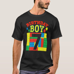 Camiseta Blocos de Aniversário do 7 do Construtor de tijolo