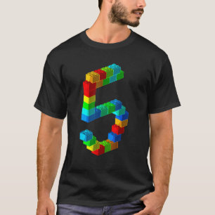 Camiseta Blocos de Blocos Cachorros 5 Aniversário De 5 Anos