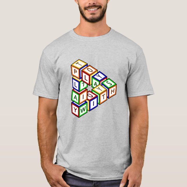 Camiseta Blocos de Brinquedos Vermelhos Azul Amarelo Vermel (Frente)