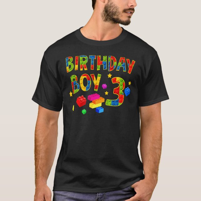 Camiseta Blocos De Construção De Blocos Com aniversário de  (Frente)