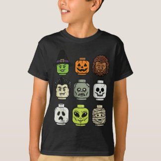 Camiseta Blocos de Construção do Halloween Cabeça Fantasia