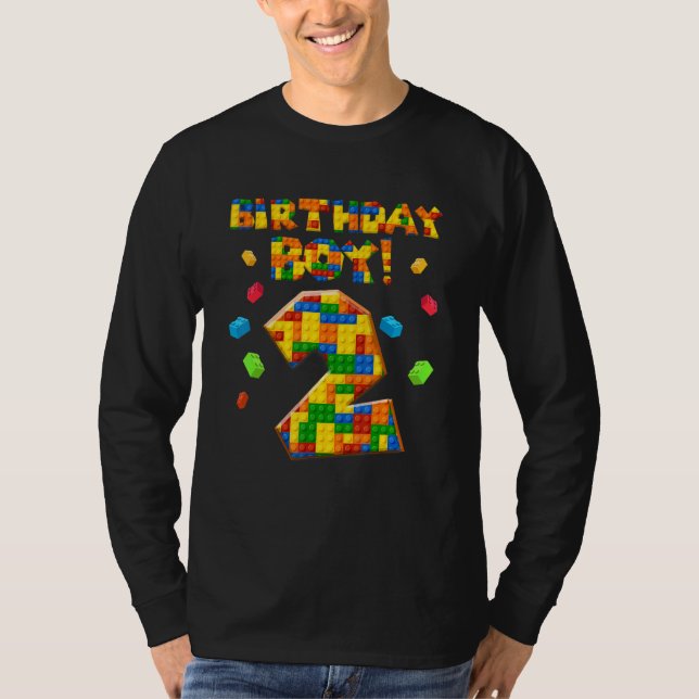 Camiseta Blocos de Edifício Blocos de 2 Anos de Aniversário (Frente)