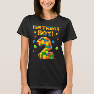 Camiseta Blocos de Edifício Blocos de 2 Anos de Aniversário