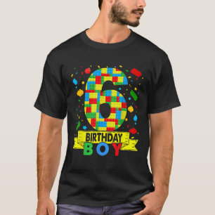 Camiseta Blocos de Edifício com 6 anos, Blocos de Aniversár