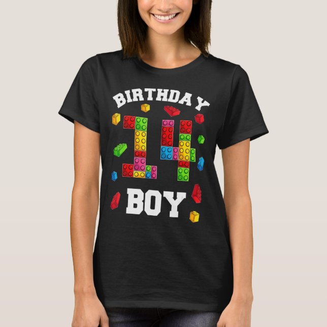 Camiseta Blocos De Edifício De 14 Anos Para Crianças 14 Bir (Frente)