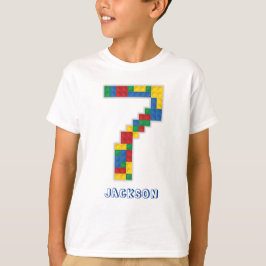 Camiseta Blocos de Edifício Tijolos de Aniversário, 7 anos