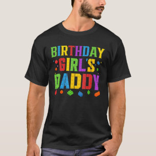Camiseta Blocos de Pai da garota de aniversário Blocos Mest