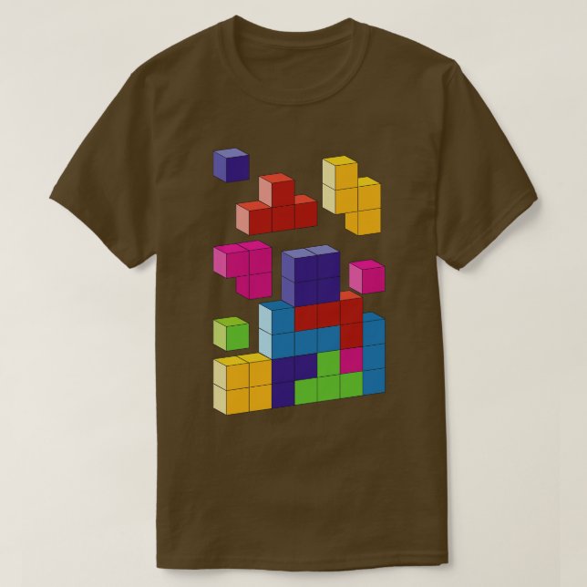 Camiseta Blocos de tetris multicoloridos (Frente do Design)