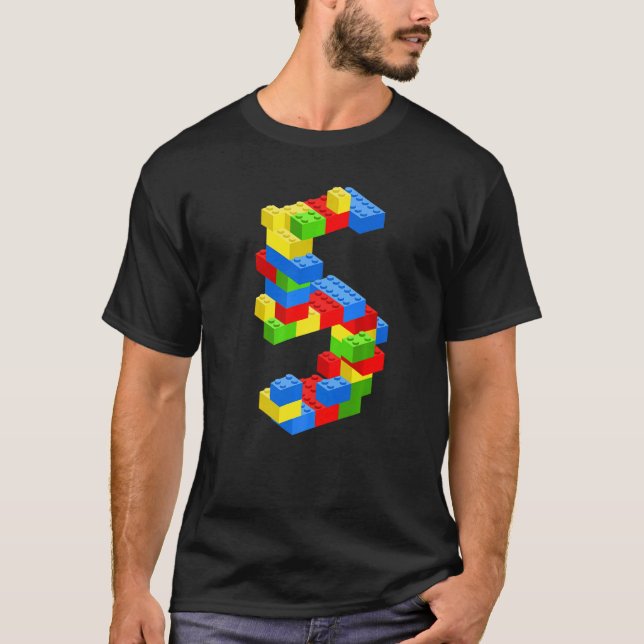 Camiseta Blocos do Edifício legal 5 de Aniversário, 5 Anos (Frente)