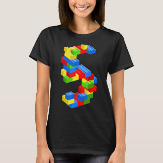 Camiseta Blocos do Edifício legal 5 de Aniversário, 5 Anos