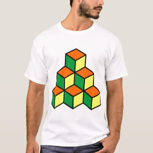 Camiseta Blocos Geométricos - Verde Laranja e Amarelo