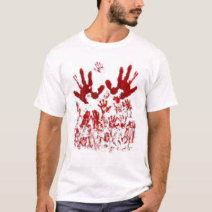 Camiseta Blogueiros de sangue vermelho com manchas de mão