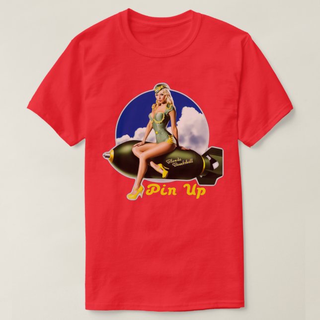 Camiseta Blonde Bombshell Pin Up Rockabilly design 1 (Frente do Design)