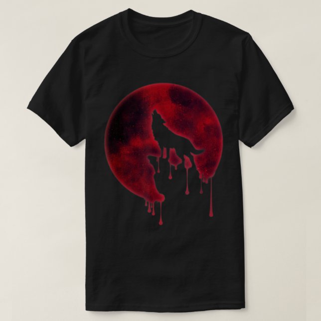 Camiseta Blood Moon Wolf Howling Design (Frente do Design)