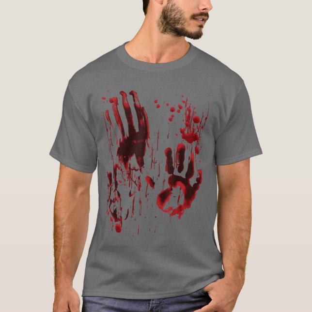 Camiseta Blood Splatter Blood Stained Bloody Hand Print Zom (Frente)