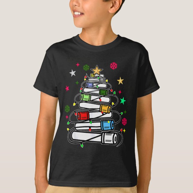 Camiseta Blood Tube Christmas Tree Phlebotomist Tech Phleb  (Frente)