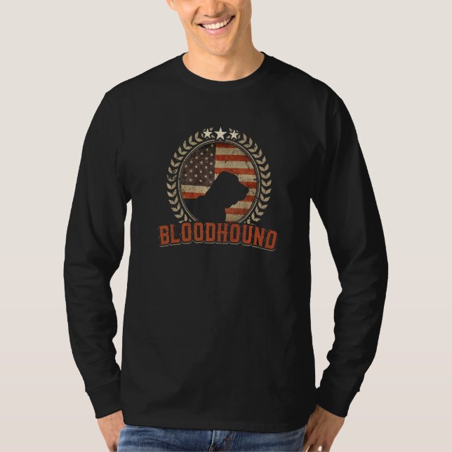Camiseta Bloodhound American Flag Usa Patriota Dog (Frente)