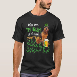 Camiseta Bloodhound Beija-me Eu sou Irlandês, Bebado ou qu