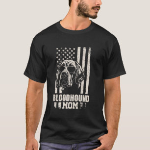 Camiseta Bloodhound Dog Mãe Americana Bandeiras para Mulher