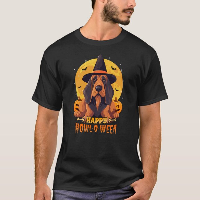 Camiseta Bloodhound Halloween Dog Howl O Ween Funny Pet (Frente)