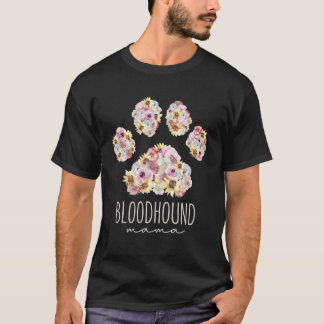 Camiseta Bloodhound Mama Floral Paw Mãe
