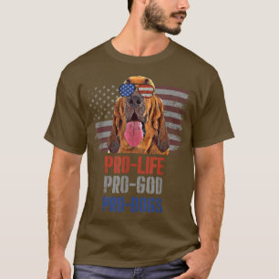Camiseta Bloodhound Pro Life Pro God Pro Cães T-Shirt